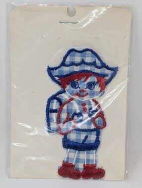 Gingham Applique Backpack Kid Embroidered Patch Vintage Baby